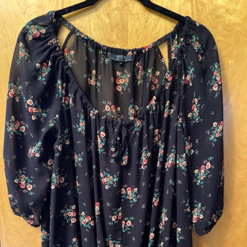 Black Floral Print Guess Blouse